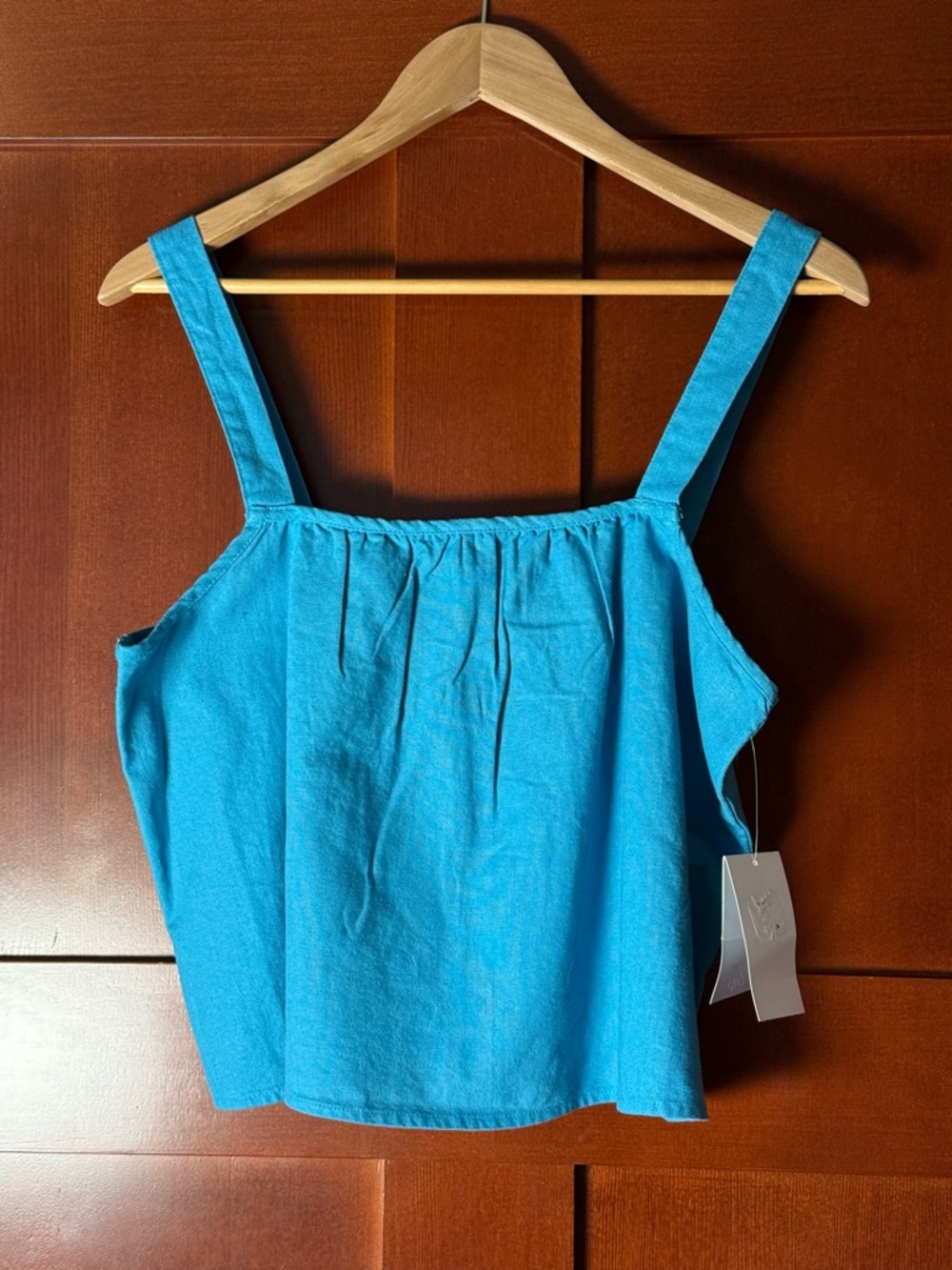 dip Turquoise Relaxed Fit Square-Neck Linen/Cotton Cropped Tank NWT Size Large